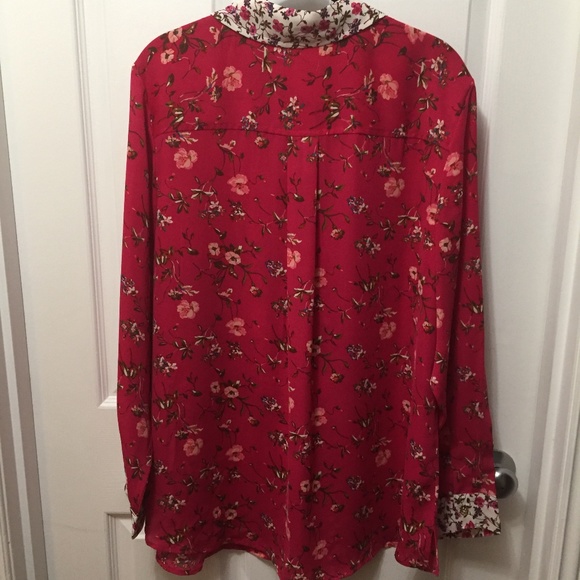 Mixed Floral Print Button Front Long Sleeve - Picture 3 of 8
